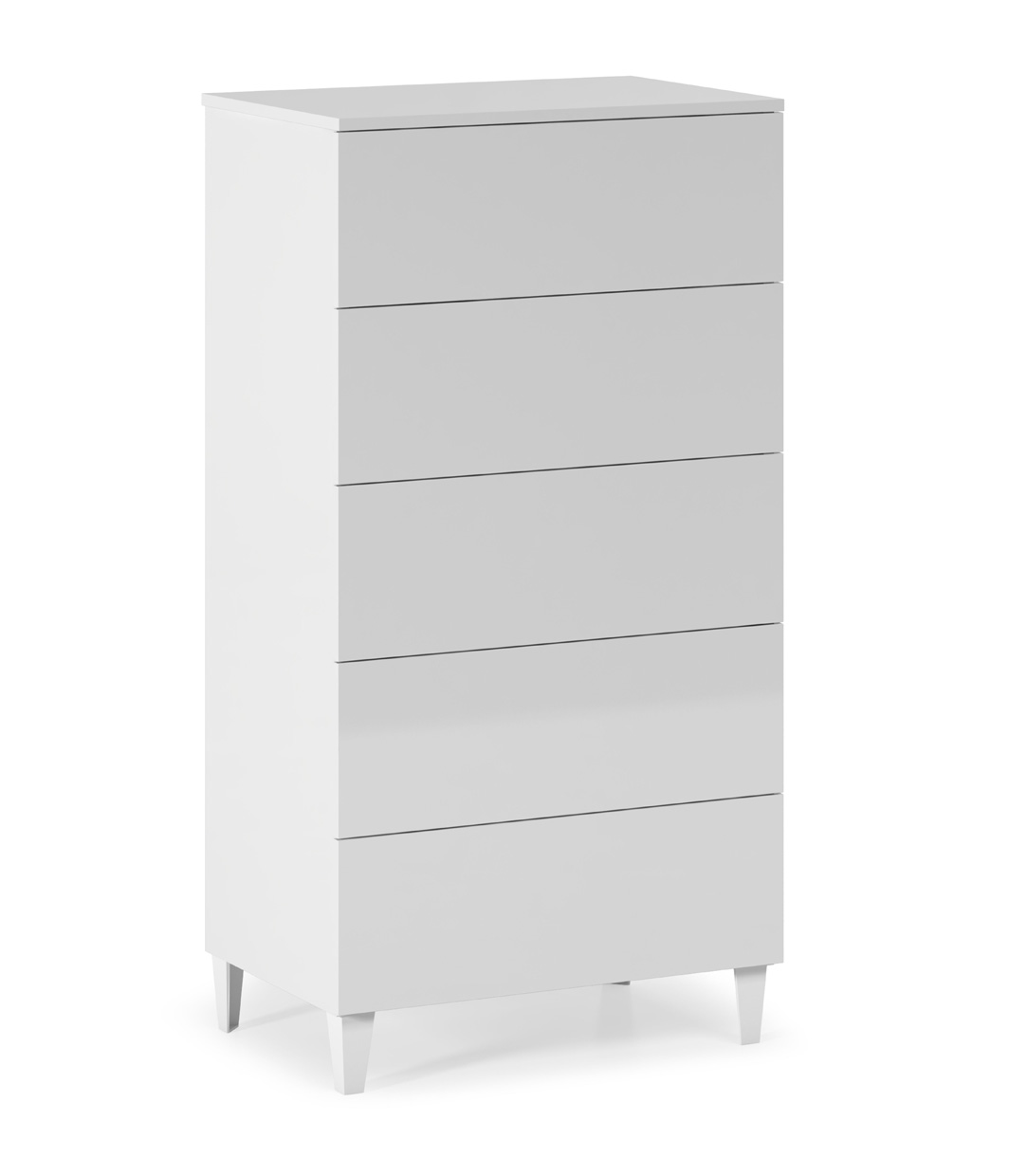 Cómoda 5 cajones en blanco brillo Rapimueble