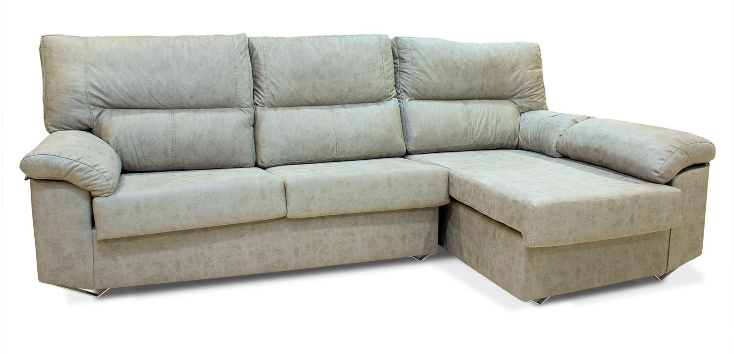 Sofá 3 plazas con chaiselongue reversible en magnolia cemento Rapimueble