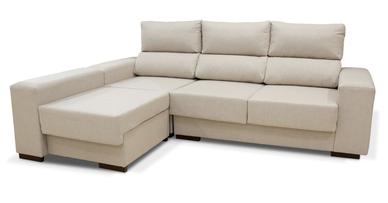 Sofá 3 plazas más chaiselongue reversible en beige suave Rapimueble