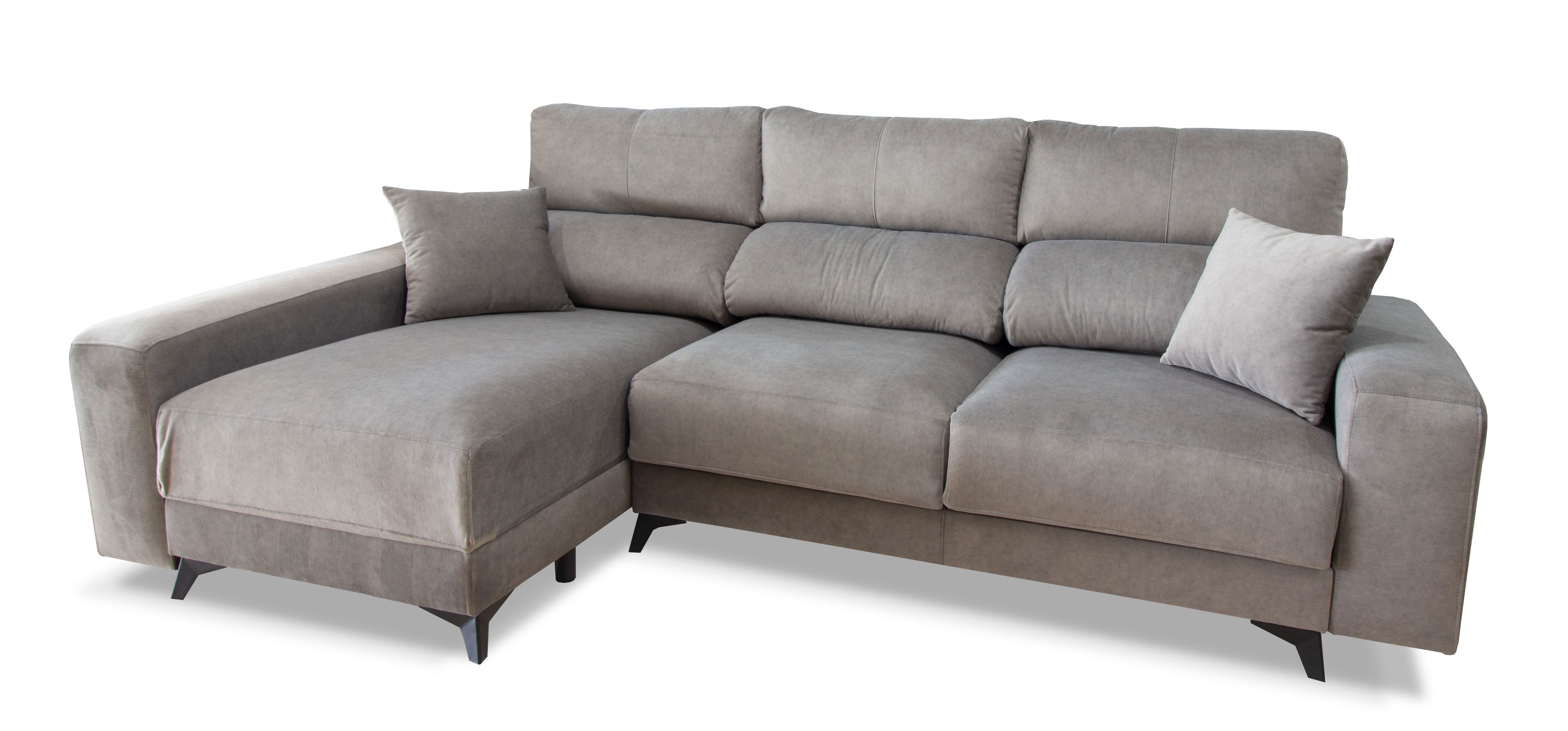 Sofá 3 plazas con chaiselongue reversible en gris 280cm. Rapimueble