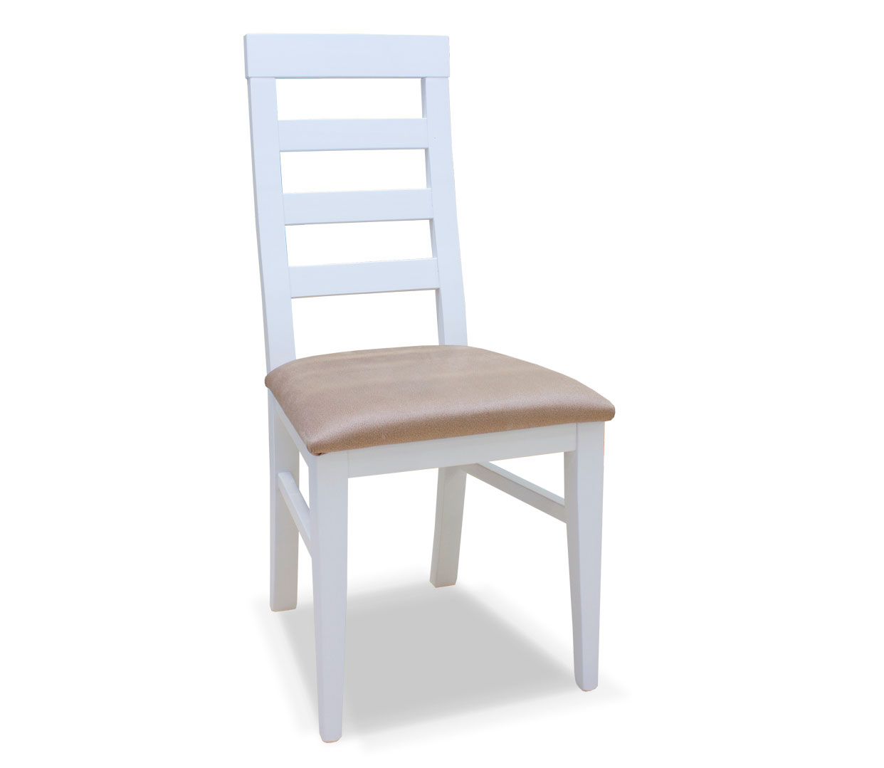 Silla mod. Jerez en blanco, tapizado en beige Rapimueble