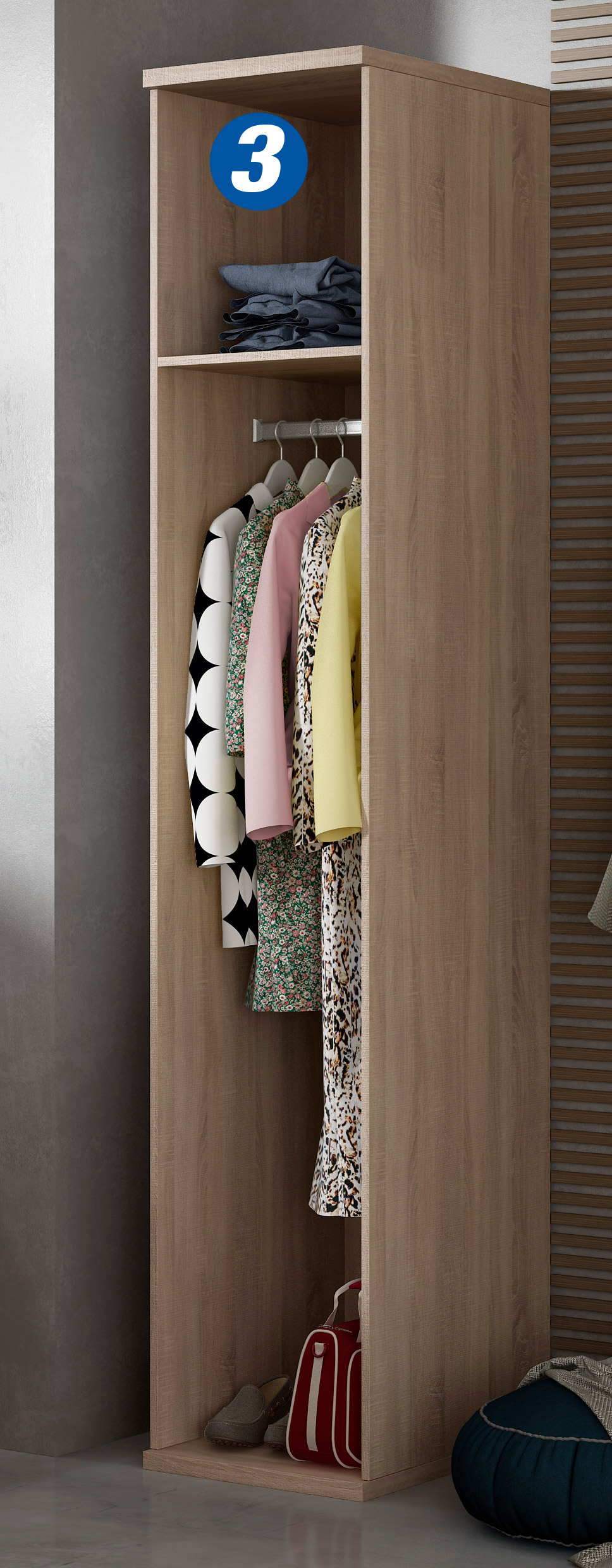 Armario vestidor en módulos en color roble cambrian Rapimueble Armario vestidor en módulos en color roble cambrian Rapimueble