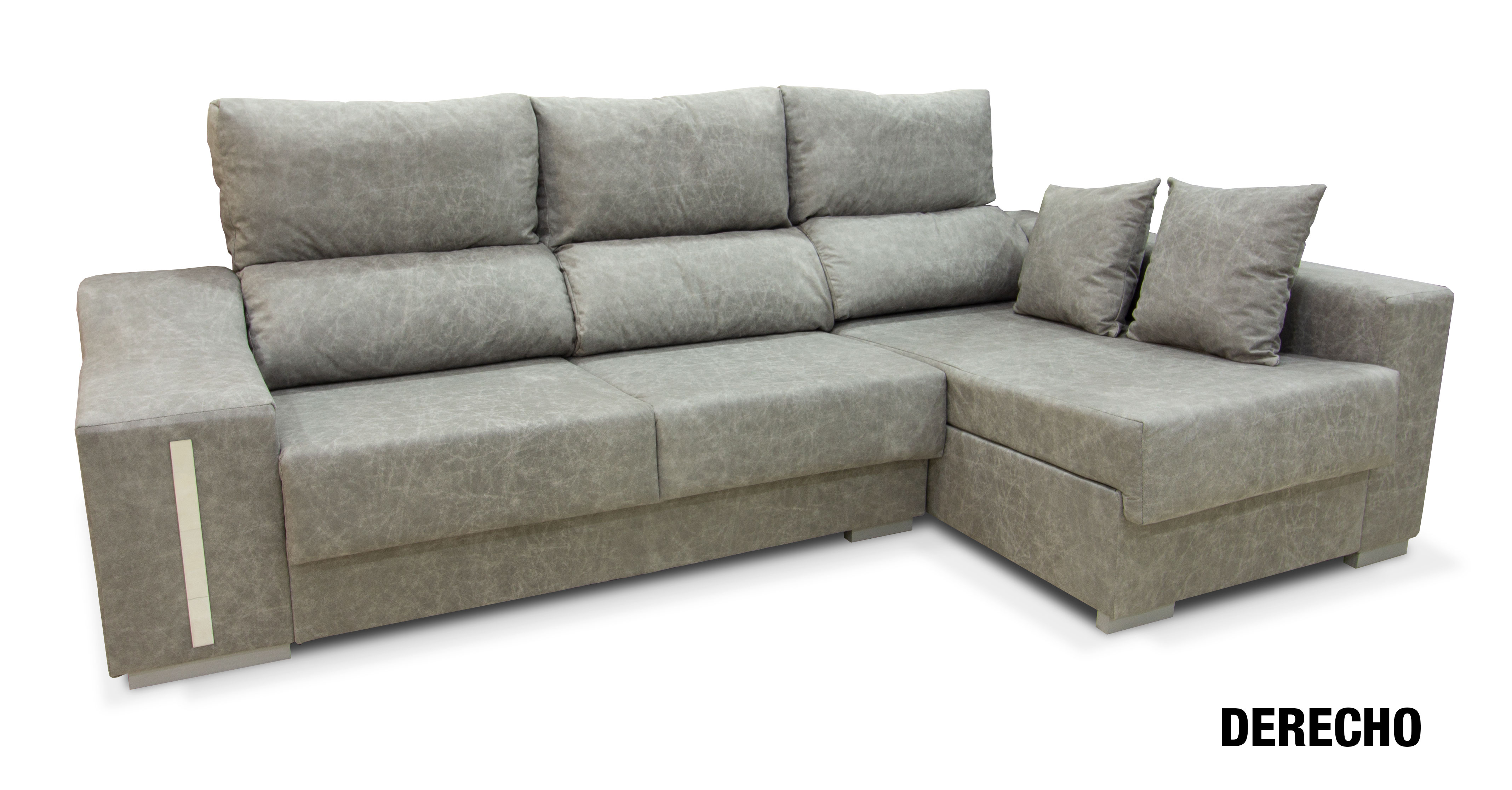Sofá 3 plazas con chaiselongue en gris + arcón Rapimueble