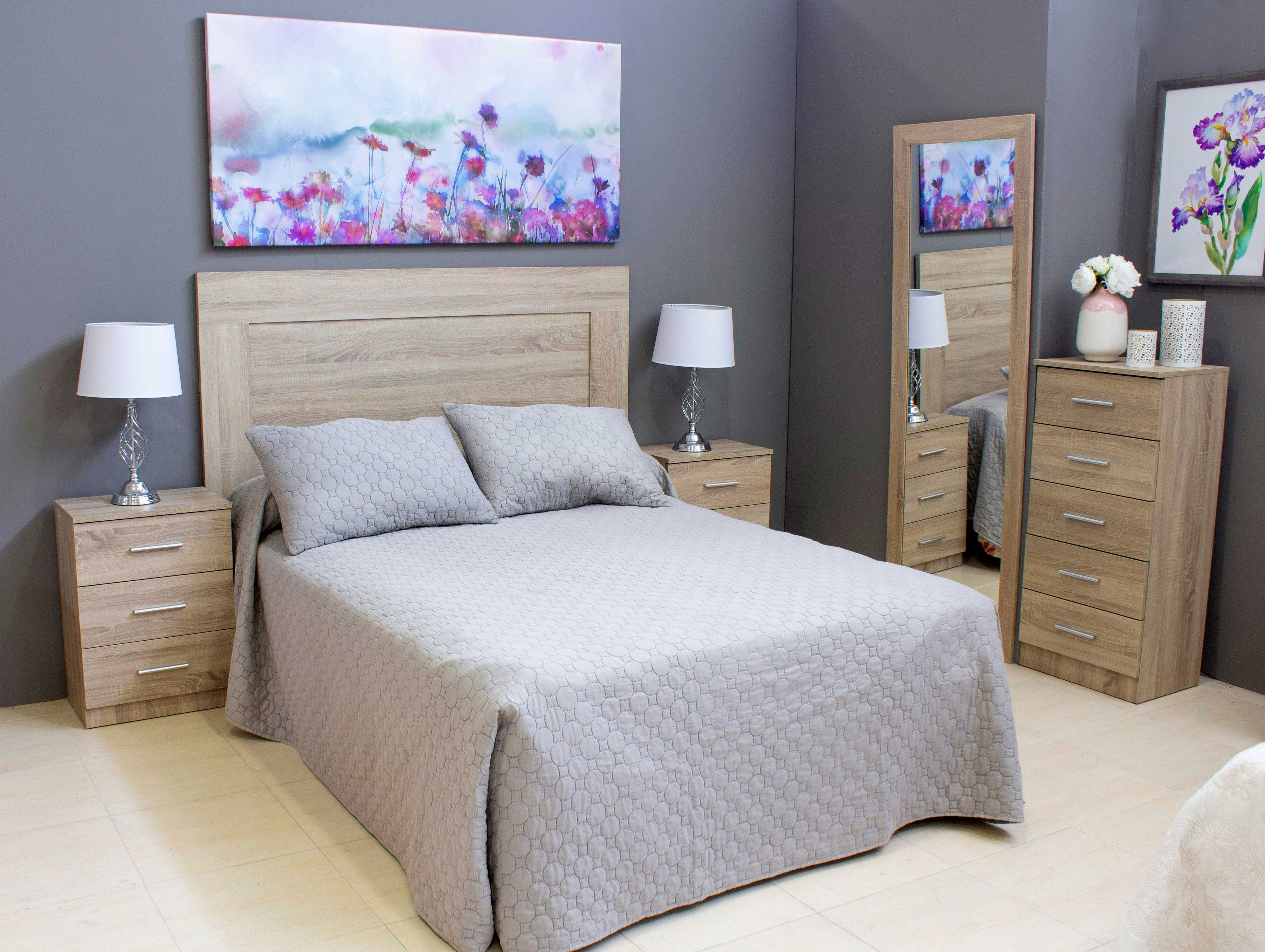 Conjunto dormitorio matrimonio en color roble cambrian Rapimueble