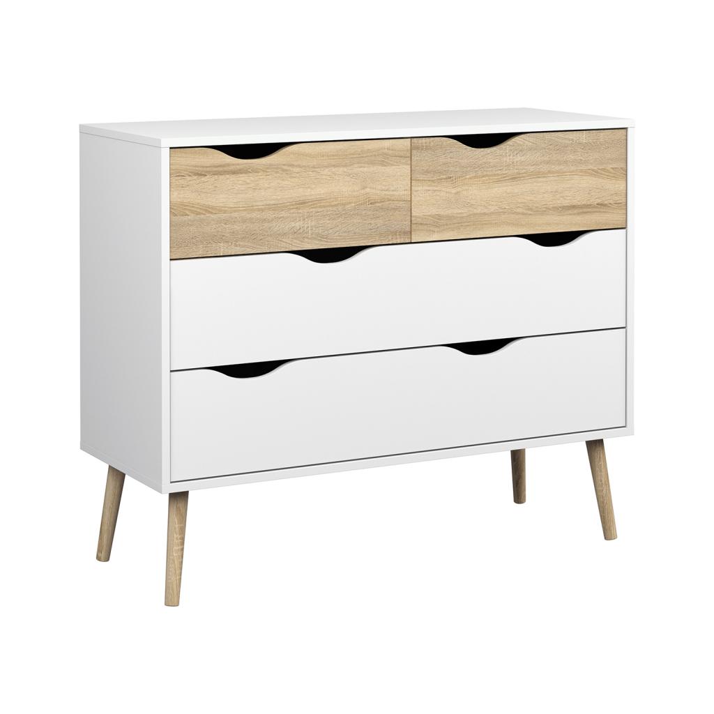 moderna comoda cajones en color blanco y roble