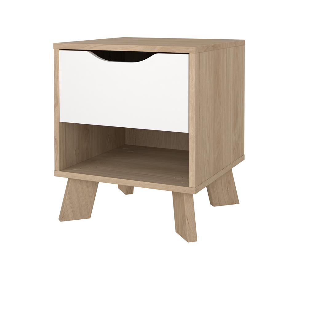 mesita de noche roble moderna con hueco muebles barato