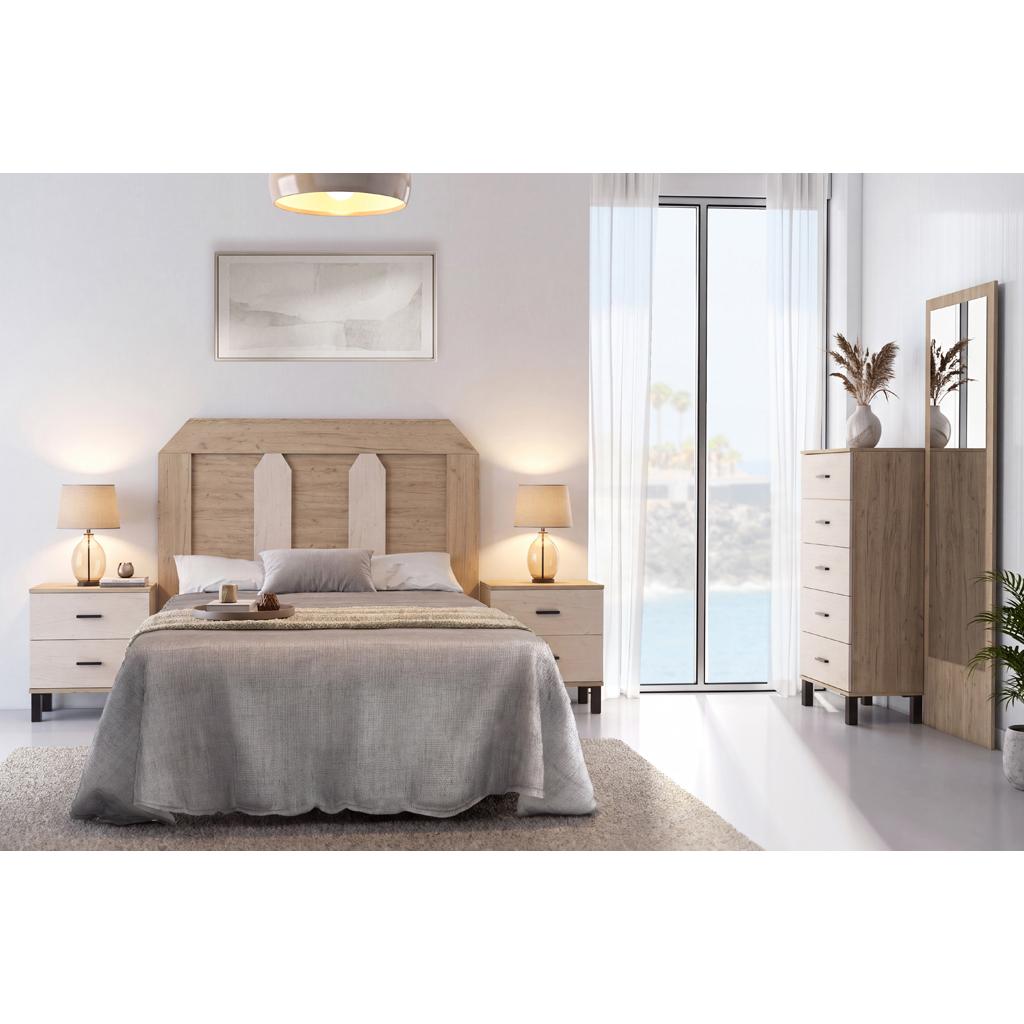 dormitorio de matrimonio con mesitas, dormitorio de matrimonio en roble.