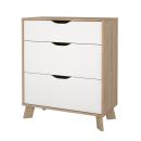 comoda cajones blanco y roble moderna