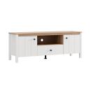 mesa tv moderna blanca y roble
