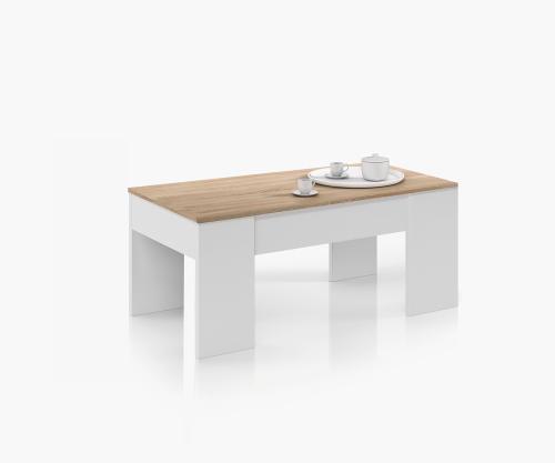 mesas de centro elevable en blanco &aacute;rtico roble canadian