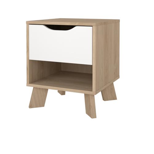 mesita de noche roble moderna con hueco muebles barato