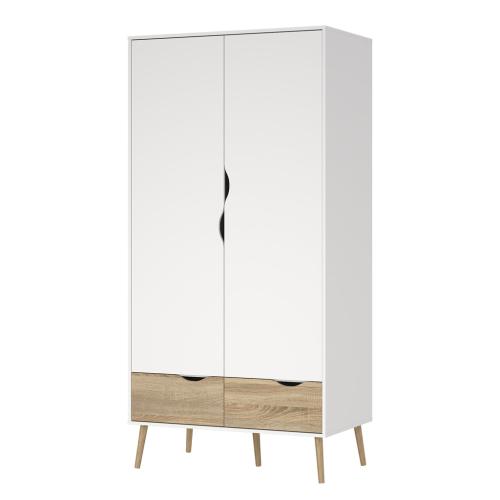armario nordico blanco roble dos puertas 2 cajones