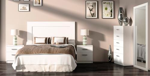 dormitorios matrimonio en color blanco muebles baratos espejo cajones