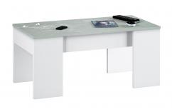 mesa de centro en blanco y gris cemento salon comedor