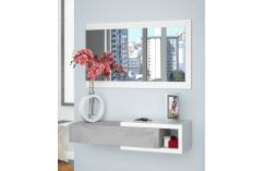 recibidor entraditas en gris y blanco moderno con espejo