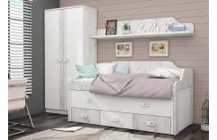 dormitorio juvenil blanco poro nordik gris claro armario barato