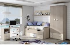 cama compacta dormitoriosjuvenil olmo sahara con cajones