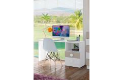 Mesa de estudio escritorio en blanco y beige moderno dormitorio