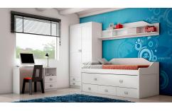 cama compacta dormitorios juveniles tres cajones blanca