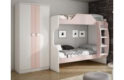 litera armario dormitorios juveniles blanco y rosa muebles baratos