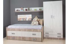 dormitorio juvenil blanco roble cama compacta armario barato