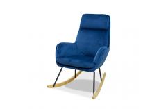 butaca azul moderna aterciopelado con patas madera