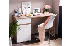 muebles baratos mesa de estudio escritorio roble y blanco