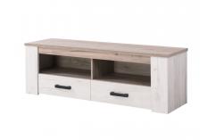 mesa tv mueble salón blanco vintage roble grisaceo