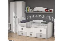 Dormitorio juveniles cama compacta armario diáfano pino robl