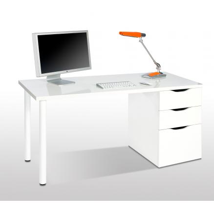 mesa ordenador en color blanco cajones reversible