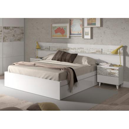cabecero dormitorios matrimonio en color blanco mesita muebles baratos