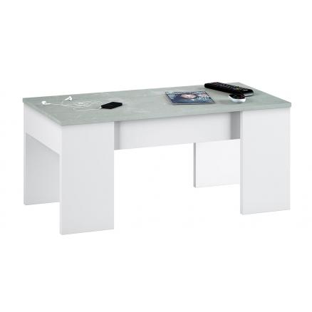 mesa de centro en blanco y gris cemento salon comedor