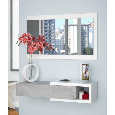 recibidor entraditas en gris y blanco moderno con espejo