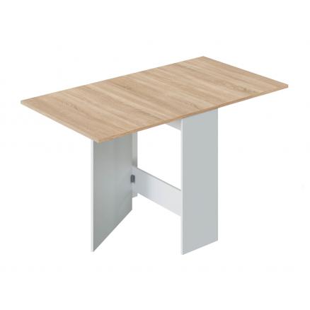 mesa de comedor auxiliar en blanco artik y roble canadian