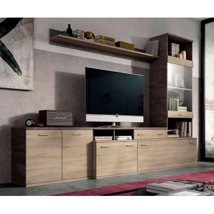 salones modernos roble cambrian y roble oscuro mesa tv