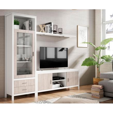 mueble salón apilable moderno blanco poro mesa tv muebles baratos
