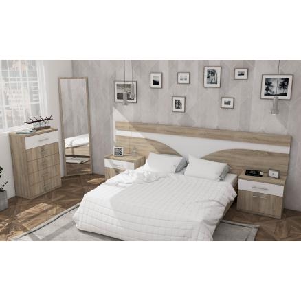 Dormitorio de matrimonio en color roble cambrian y blanco ...