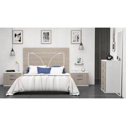 dormitorio matrimonio blanco y roble moderno muebles baratos