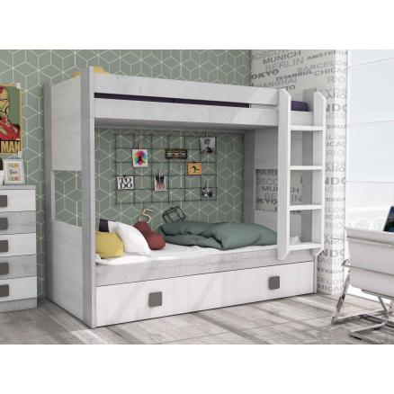 litera muebles baratos juveniles gris blanco cama 90