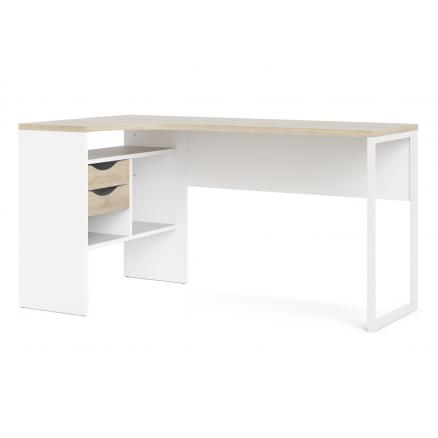 mesa escritorio color blanco roble cajones estantes