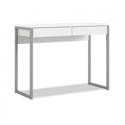 Mesa de escritorio en blanco con patas de metal