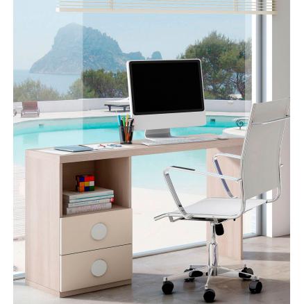 mesa de escritorio en color olmo y beige muebles baratos