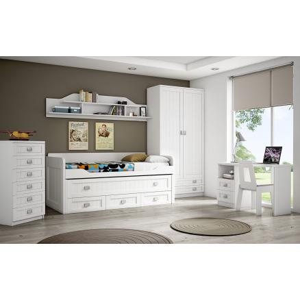 Omitido Prehistórico Tomate Elegante dormitorio juvenil en blanco rayado | Rapimueble