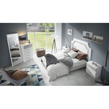 Dormitorio de matrimonio en blanco poro y gris selene ...