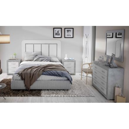 Dormitorio de matrimonio en blanco y gris
