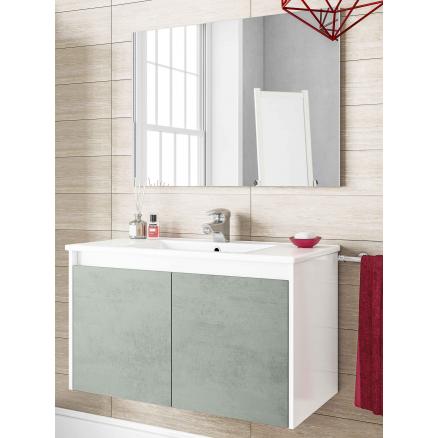 romano Hora Pasado Conjunto mueble baño en blanco brillo y cemento | Rapimueble