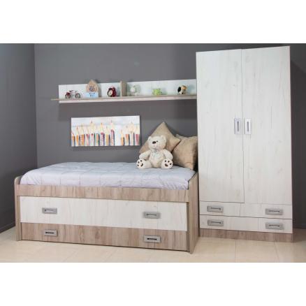 dormitorio juvenil blanco roble cama compacta armario barato