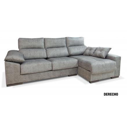 sofa chaiselongue en gris cemento cojines decorativos