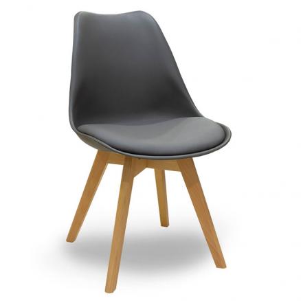 silla estilo nordico con cojín en gris blaca cómoda moderna