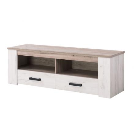 mesa tv mueble salón blanco vintage roble grisaceo